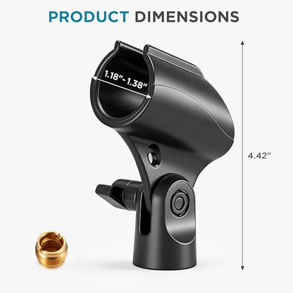 InnoGear Microphone Clip Mic Holder for Stand Adjustable Angle | with 3/8" to 5/8" Adapter, for HyperX SoloCast, HyperX QuadCast S, Blue Yeti, Shure SM58 and Other Mics