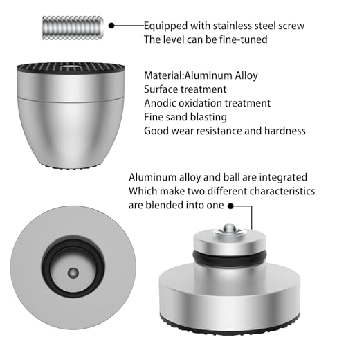 Audiocrast 4X HiFi Speaker Spike Pads Isolation Stand Feet, IF3033 Speaker Shock Absorber Resonance Cancelling Vibration Dampening Floor Protector 30x33MM with Stainless Steel Beads for Audio Gears