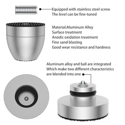Audiocrast 4X HiFi Speaker Spike Pads Isolation Stand Feet, IF3033 Speaker Shock Absorber Resonance Cancelling Vibration Dampening Floor Protector 30x33MM with Stainless Steel Beads for Audio Gears