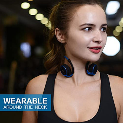Small Bluetooth Headphones Wrap Around Head - Sports Wireless Headset with Built in Microphone and Crystal-Clear Sound, Foldable and Carried in The Purse, and 12-Hour Battery Life, Blue - color: Blue