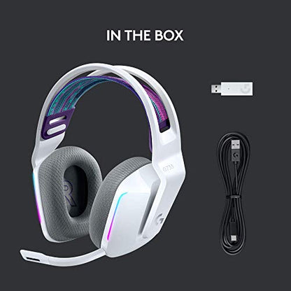 Logitech G733 Lightspeed Wireless Gaming Headset with Suspension Headband, LIGHTSYNC RGB, Blue VO!CE mic Technology and PRO-G Audio Drivers - White (Renewed) - color: White