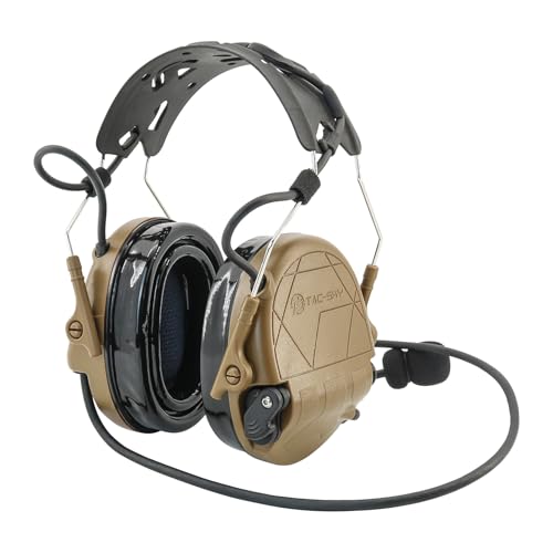 TAC300 Noise Cancelling Tactical Headset, Detachable Headband, 2Pin PTT for Airsoft Hearing Protection - color: Coyote Brown