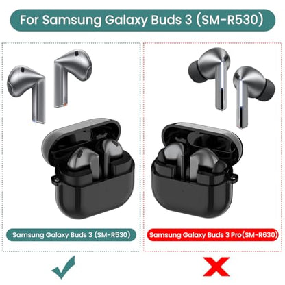 Charging Case for Samsung Galaxy Buds 3 (not pro), Replacement Charger Case Dock Charging Box with USB C Cable for Galaxy Buds 3 (SM-R530) Earbuds (Black) - color: Black