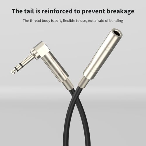 Right Angle 6.35mm TRS Audio Cable, 1.5FT 2Pack - Male to Female Stereo Headphone Extension Cable for Amplifiers, Headphones, Stage, DJ and More - style: Right Angle 6.35mm TRS Stereo Male to Female Audio Cable