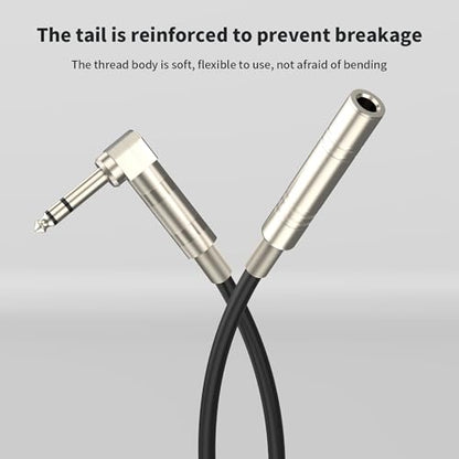 Right Angle 6.35mm TRS Audio Cable, 1.5FT 2Pack - Male to Female Stereo Headphone Extension Cable for Amplifiers, Headphones, Stage, DJ and More - style: Right Angle 6.35mm TRS Stereo Male to Female Audio Cable