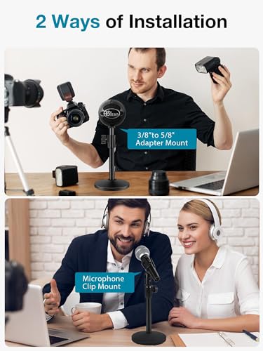 InnoGear Desktop Microphone Stand Holder Mic Stand Desk Mount for Fifine | for Shure Blue Yeti, All-Metal Construction, Weighted Iron Base, Height Adjustable, 3.3lb Weight Capacity