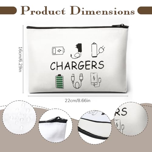 Charger Makeup Bag Charging Cable Organizer Bag Chargers Makeup Bags Zipper Pouch Cosmetic Bags Funny Toiletry Organizer Pouch Travel Gifts for Women Traveler Charging Cord Themed Accessories