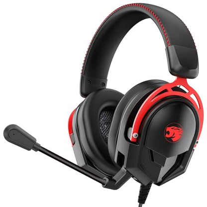 IMYB A88 Gaming Headset with Mic for Ps5, Pc, Xbox One Series X/s, Ps4, Switch, Stereo Wired Noise Cancelling Headphones with Microphone for Computer, Laptop, Mac, Nintendo, Games (Red) - color: BlackRed
