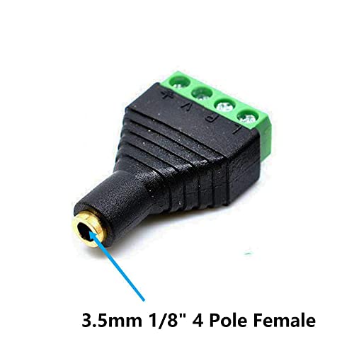 3.5mm 1/8"4Pole Female Jack TRRS Stereo Audio Video to 4Screw2pcs | Solderless Terminal Female Headphone Replacement AUX Balun Converter Adapter