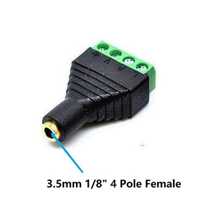 3.5mm 1/8"4Pole Female Jack TRRS Stereo Audio Video to 4Screw2pcs | Solderless Terminal Female Headphone Replacement AUX Balun Converter Adapter