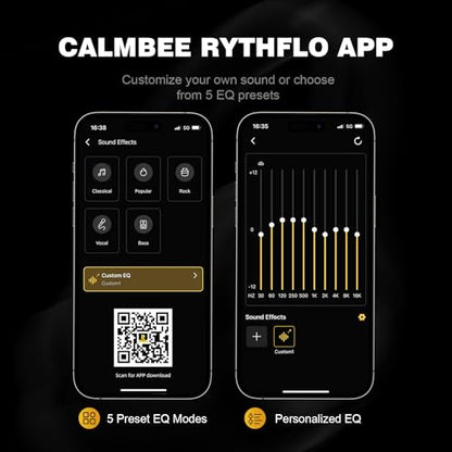 Calmbee Hybrid Active Noise Cancelling Headphones, Bluetooth 5.4 Headphones Wireless Over Ear with Mic for Clear Calls, Hi-Res Audio, 90H Playtime, Transparency, Deep Bass, Dongle Connect, Custom App | Bluetooth 5.4, Clear Mic Calls, Hi-Res Audio, 90H Pla