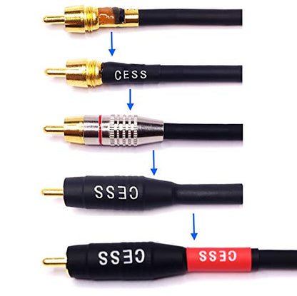 CNCESS CESS-075-2f Heavy Duty Waterproof RCA Cable, Phono Male to Male (2 FT) - size: 2 FT