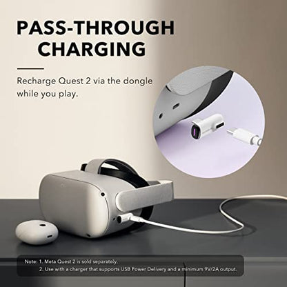 Soundcore VR P10 Gaming Earbuds-Low Latency, Meta Officially Co-Branded, Dual Connection, 2.4GHz Wireless, USB-C Dongle Included-Compatible with Steam Deck, PS4, PS5, PC, Switch(Renewed)