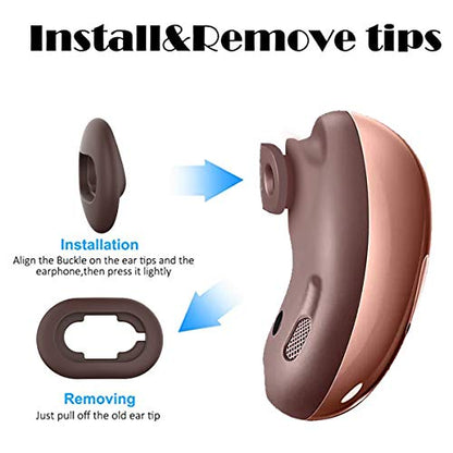 [8 Pairs] for Galaxy Buds Live Ear Tips - Anti-Slip/Dust Silicone Ear Cushion Accessories - S/L (Rose Gold)