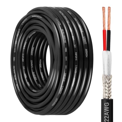 MOOKEERF 22/2 Shielded Wire 50FT,22AWG 2 Conductor Shielded Cable Stranded Pure Copper CNC Wire for CNC Router Machine,CNC VFD Spindle,3D Printer,Stepper Motor,Transformer,etc. - size: 50FT, style: 22AWG(2 Conductor)