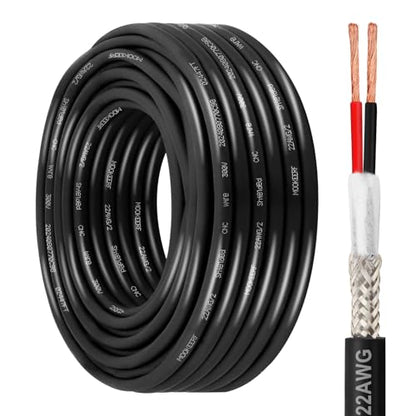 MOOKEERF 22/2 Shielded Wire 50FT,22AWG 2 Conductor Shielded Cable Stranded Pure Copper CNC Wire for CNC Router Machine,CNC VFD Spindle,3D Printer,Stepper Motor,Transformer,etc. - size: 50FT, style: 22AWG(2 Conductor)