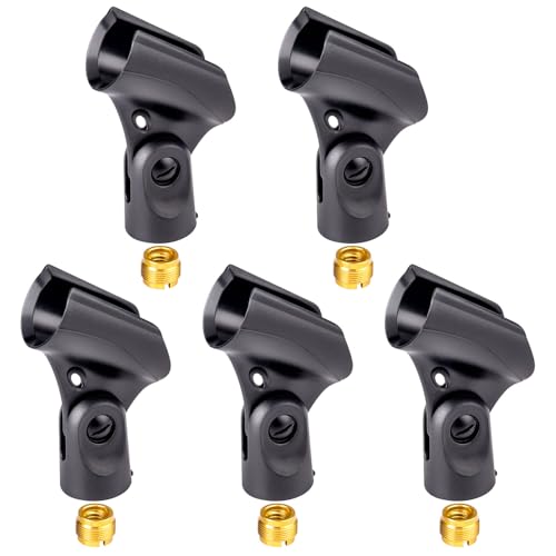 5 Pack Mic Clips For Stand, Universal Microphone Clip Holder With Adapters