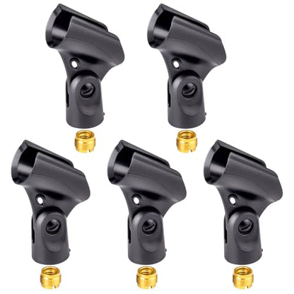 5 Pack Mic Clips For Stand, Universal Microphone Clip Holder With Adapters