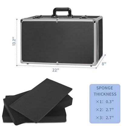 22 Inch Hard Carrying Case | Ideal for Wireless Mic System Storage & Camera Gear Transportation with Customizable Pre-Diced DIY Foam, Black - size: Inner：21.6''X 11.6''X 7.6''