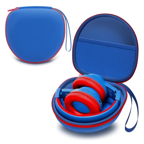 Kids Headphones Case for Folding Headphone, Blue+Red Edge (Case Only) | Compatible with iClever BTH12/HS19/BTH26/JoySpark-T5/Candy Bila BH03/EarFun/IMYB/MIDOLA MD-B01/noot Products Kids Headphones - color: Blue+Red Edge