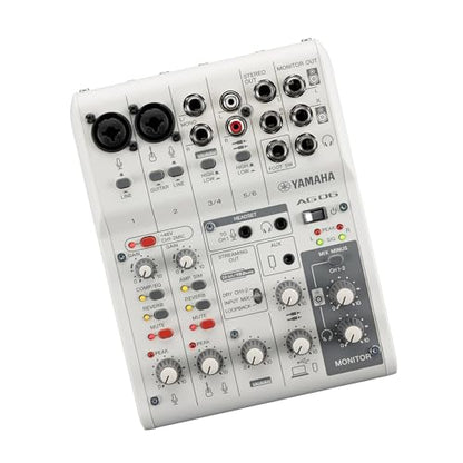 Yamaha AG06MK2 White 6-Channel USB-C Audio Interface & Live Streaming Mixer | with LOOPBACK, DSP Effects, Cubase AI And WaveLab Cast - color: White, style: AG06 MK2