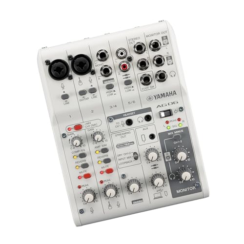 Yamaha AG06MK2 White 6-Channel USB-C Audio Interface & Live Streaming Mixer | with LOOPBACK, DSP Effects, Cubase AI And WaveLab Cast - color: White, style: AG06 MK2