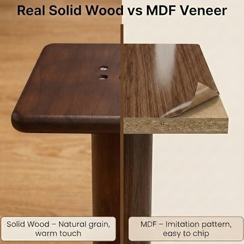 Desktop Speaker Stands Made of Pure Solid Wood, Natural Style, 360° Rotatable Top Plate, Suitable for Medium/Large Tabletop Speakers and Studio Monitors (WalnutBrown Finish_DSS7(7 inch))