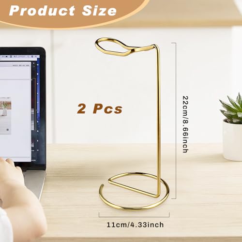 2 Pcs Headphone Stand Metal Headset Holder Tabletop Earphone Stand Headphones Hanger Organize Shelf Hanger Showing Display for Home Office Desk Rack - Gold