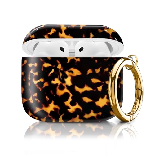 Compatible with AirPods 4th Generation Case 2024, Shockproof Cover with Golden Buckle for Women & Girls, Protective Anti-Drop Design(Cute Luxury Leopard) - color: Cute Luxury leopard