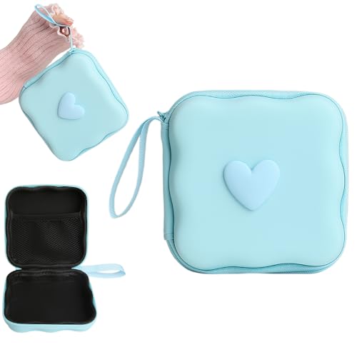 Charger Cover Storage Bag, Lovely 3D Love Heart Waves Design Charger Protector Travel Storage Case, Earphone Wire Saver Cable Cord Organizer Wireless Earphone Storage Box, Blue Love - color: Blue Love
