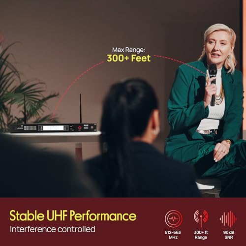 Pyle 8 Channel UHF Wireless Microphone System with 4 Handheld, 4 Lavalier & 4 Headset Microphones, 300 Ft Range & Rack Mount Receiver for Church, Conferences & Live Events - style: 8-Channel All Mixed