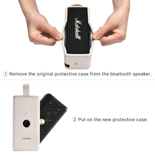 Silicone Case for Marshall EMBERTON III Portable Bluetooth Speaker,Soft Silicone Protective Case Compatible with Marshall EMBERTON III Portable Bluetooth Speaker (White) - color: White
