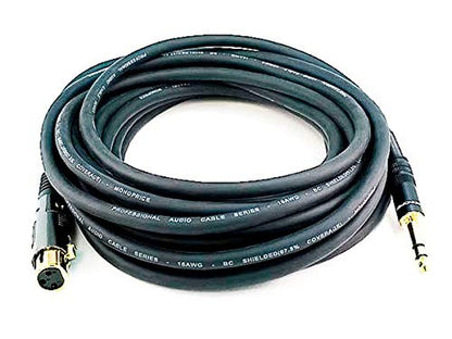 Monoprice XLR Female to 1/4in TRS Male Cable - 25 Feet | 16AWG, Gold Plated - Premier Series - size: 25 Feet