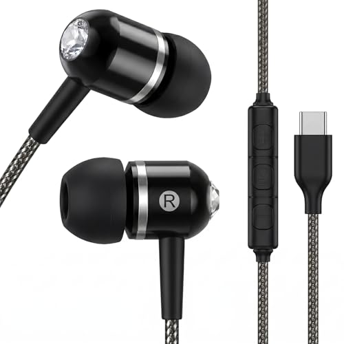 ADOOPE USB-C Wired Earbuds with Microphone, in-Ear Headphones for Android & USB-C Devices, Noise-Isolating Stereo Earphones with Inline Remote for Phone Calls, Music & Video - Black - color: Black