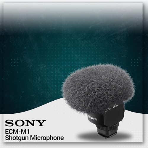 Sony ECM-M1 Shotgun Microphone Bundle | Triple Shoe Bracket, 64GB Memory Card, For Crystal Clear Audio Recording, Professional Digital Camera Mic, (3 items)