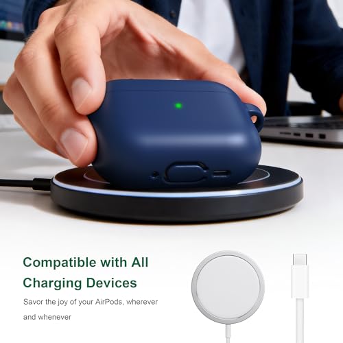 for AirPods 2nd/1st Case Silicone Cover, Midnight Blue | Compatible with Apple AirPods 2nd/1st (2019/2016) Generation with Keychain & Cleaner Kit, Wireless Charging Compatible - color: Midnight Blue