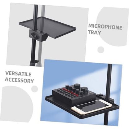 Microphone Stand Tray for Streaming Dual Clamp On Rack Heavy Duty Mic Stand Accessories Phone Holder Suitable for Karaoke and Outdoor Events