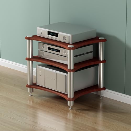 Stereo cabinet,audio rack,av media stand,stereo stand,audio stand,av cabinet,stereo racks and stands,media rack,hifi rack,audio rack cabinet,stereo rack,audio cabinet,audio-video shelving,av rack(3-la - color: 3-layer, size: Walnut color