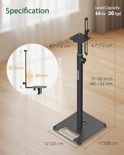 Vondynote Bookshelf Speaker Stands Pair 31"-50" Floor Speaker Stands | Height Adjustable, Floor Speaker Stands, For Rear Surround Sound Speakers, Cable Management