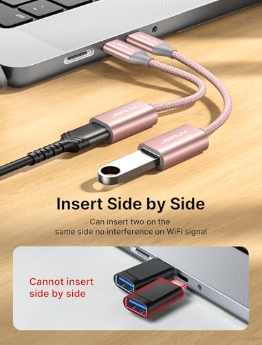 JSAUX USB C to USB 3.0 Adapter [2 Pack], USB C Male to USB Female OTG Cable Adapter Compatible with MacBook Pro/Air, iPhone 17 Pro Max/iPhone Air/16e/16/15 Series, Samsung Galaxy S25/S24/S23-Pink - color: Pink