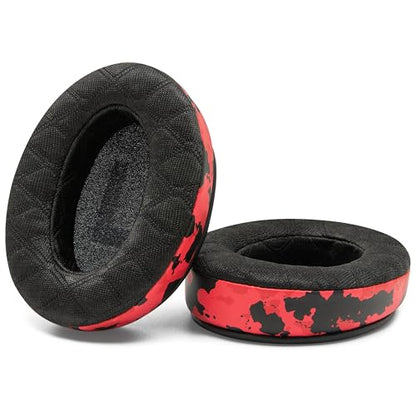 WC Freeze V2 Cloud - Angled Cooling Gel Earpads Compatible with HyperX Cloud Series by Wicked Cushions | Angled Pads for Extreme Comfort, New Freeze V2 Cooling Fabric, Extra Thick | Red Camo - color: Red Camo