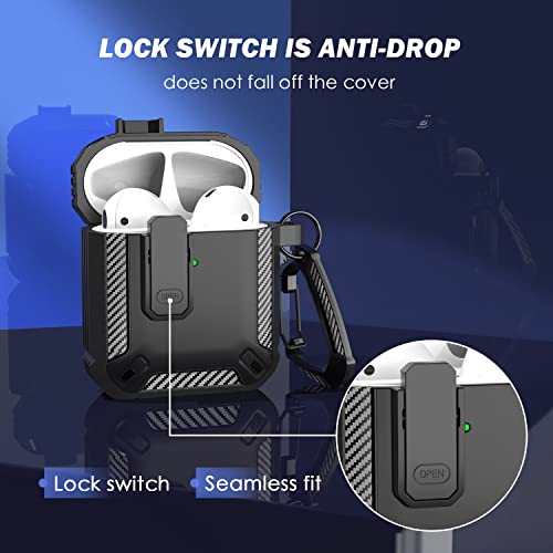 RFUNGUANGO for AirPods 2 Case Carbon Fiber Series, Black - color: A-CF-Black, size: AirPods 2 Case
