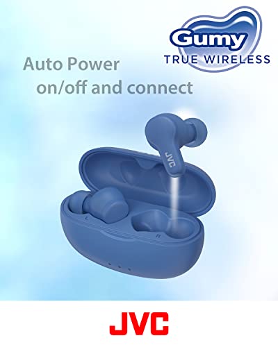 JVC Gumy True Wireless Earbuds, Bluetooth 5.3, Charging Case, 24-Hour Playback, IPX4 Water Resistant, Comfortable Secure Fit with XS/S/M/L Earpieces, Built-in Mic for Calls, iPhone/Android/PC - HAA7T2 - color: Blue