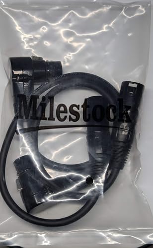 Right Angle Female XLR to Straight Male XLR Plug Cable, 3-Pin to 3-Pin, 2 Pack, 1Ft - size: Right Angle Female 1-Feet