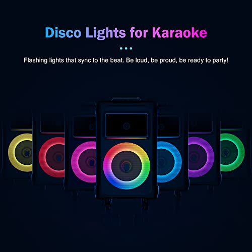 JYX 500W Peak Rolling Karaoke Machine, 10" Woofer & 2 Wireless Mics - color: Black