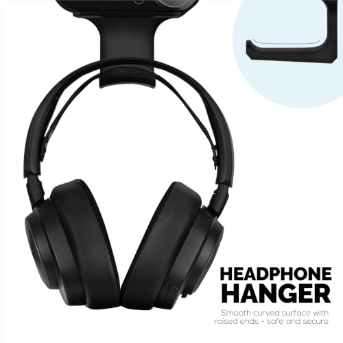 Under Desk Headphone Hanger Stand for Steelseries Arctis Nova Pro, Elite and Pro Omni Wireless Headsets with Dock for the Wireless Base Station by Brainwavz (HPS02) - color: HPS02