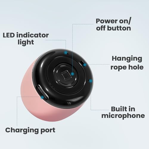 Best Mini Portable Bluetooth Speaker with HD Sound & Bass I Smallest Wireless Bluetooth Speakers for Phone/PC/Tablet I Photo Selfie Button Answer Phone Calls I Cute Tiny Speaker (Rose Gold) - color: Rose Gold