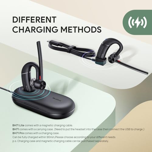 Yealink BH71 Pro Bluetooth Headset with USB-C/A Dongle, Teams Certified, Wireless Earpiece for Cell Phone,PC,Laptop,Noise Cancelling Microphone, Adjustable Ear Hook - style: BH71 Pro USB-C to A