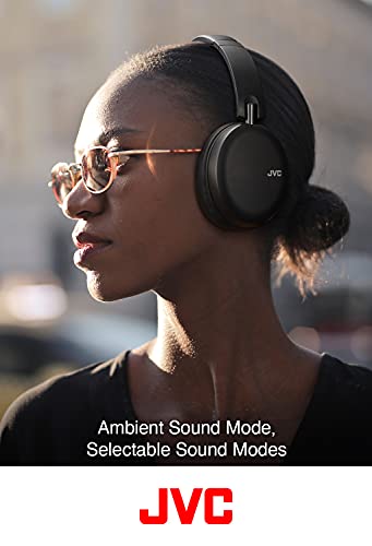 JVC Noise Cancelling Wireless Headphones, Bluetooth 5.0, 42 Hour Rechargeable Battery, Voice Assistant Compatible, Two-Way Foldable Design - HAS91NB (Black)