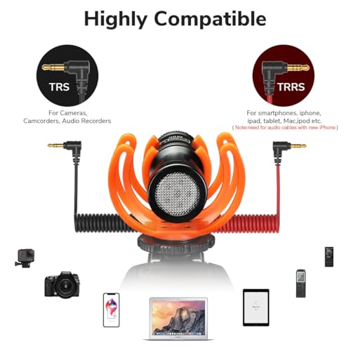 Camera Microphone Shotgun Mic Professional Super Cardioid Video Microphone Perfect for Canon EOS, Nikon DSLR Cameras and Camcorders